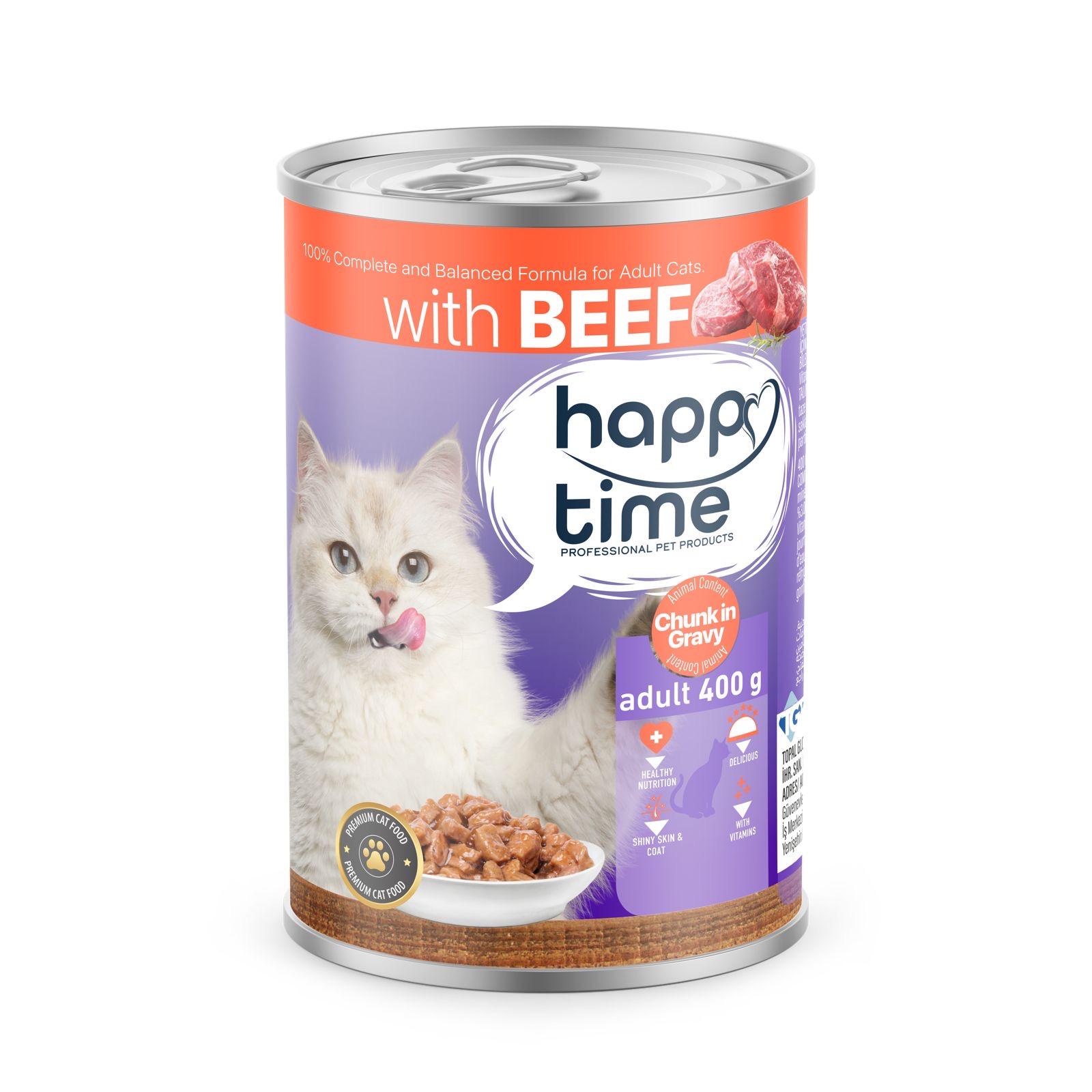 HAPPY TİME YETİŞKİN KEDİ SIĞIRLI KONSERVE 400 GR